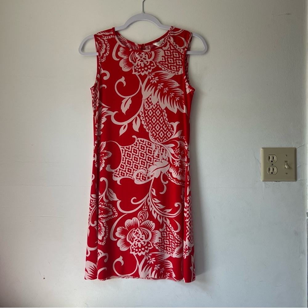 Matty M size L red and white floral sleeveless Mini Dress